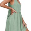 Womens Summer Shoulder Tie Strap Babydoll Dress Casual Scoop Neck A-Line Skater Swing Mini Sundress