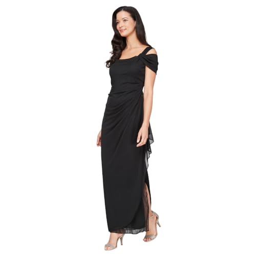 Women's Long Cold Shoulder Dress, Mother of The Bride, Formal Events, (Petite and Regular Sizes)