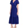 Women's Puff Sleeve V-Neck Tiered Maxi Dress