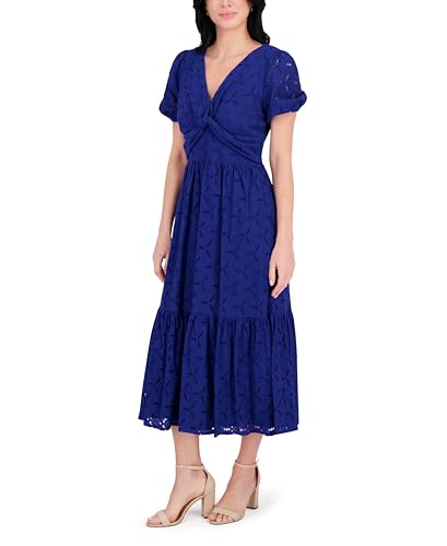 Women's Puff Sleeve V-Neck Tiered Maxi Dress