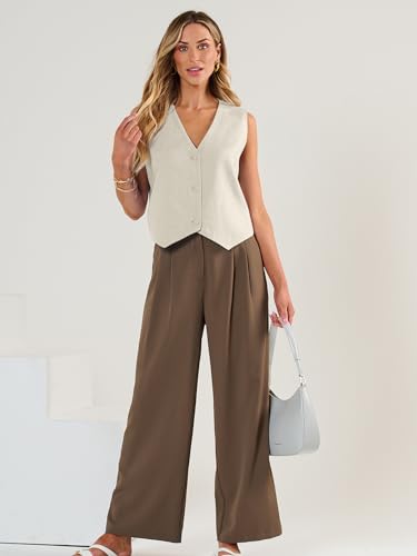 Vest for Women Summer Tops Spring Outfits Linen 2025 Fashion Button Down Sleeveless Business Casual Dressy Clothes