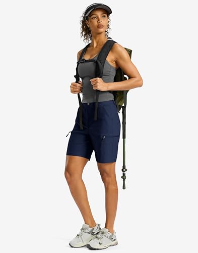 Women's 7" Hiking Cargo Shorts Quick Dry Lightweight Golf Outdoor Work Summer Travel Shorts with Pockets