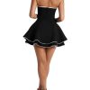 Women Summer Strapless Off The Shoulder Corset Mini Dress A-Line Pleated Tiered Fit and Flare Bow Tie Graduation Dress