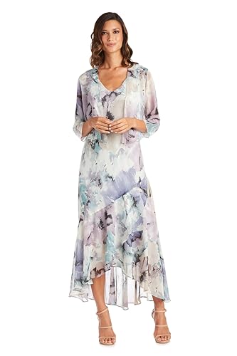 31mD4dcU1AL.jpg 2PC High Low Ruffle Hemline Printed Dress W/Coordinated Bolero Jacket