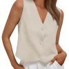 Vest for Women Summer Tops Spring Outfits Linen 2025 Fashion Button Down Sleeveless Business Casual Dressy Clothes