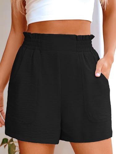 Women Summer Casual Shorts Elastic High Waisted Wide Leg Cute Dressy Beach Shorts 2025 Fashion Vacation Outfits