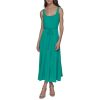 Women's Sleeveless Scoop Neck Rope Belt A-line Maxi Dress
