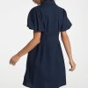 Women's Short Puff Sleeve Shirt Dress Button Down Pleated Mini Dress Summer Casual Short Dresses