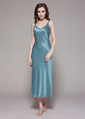 Silk Nightgown for Women Mulberry Silk Maxi Fitted Dress Long Flowy for Spring Summer