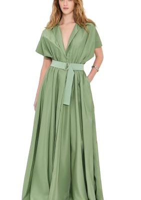 Women's Belted Flared Maxi Dress