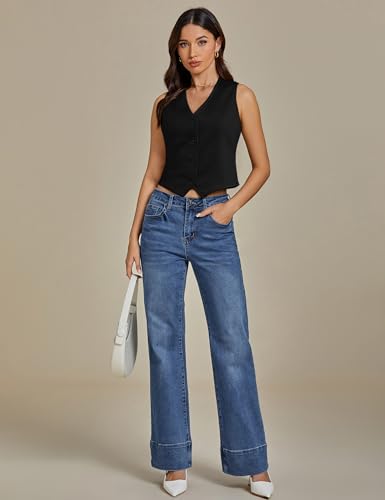 Vest Tops for Women Trendy Fashion Casual Summer Cropped Dressy Suit Vest Button Up Sleeveless Waistcoat Vests