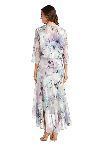 31ufyKq6zeL.jpg 2PC High Low Ruffle Hemline Printed Dress W/Coordinated Bolero Jacket