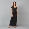 Women's Long Cold Shoulder Dress, Mother of The Bride, Formal Events, (Petite and Regular Sizes)