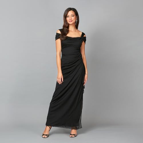 Women's Long Cold Shoulder Dress, Mother of The Bride, Formal Events, (Petite and Regular Sizes)