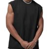 Men's Black Sleeveless Washed Casual Vest Lightweight Muscle Tee for Streetwear Summer OutfitsTank Top