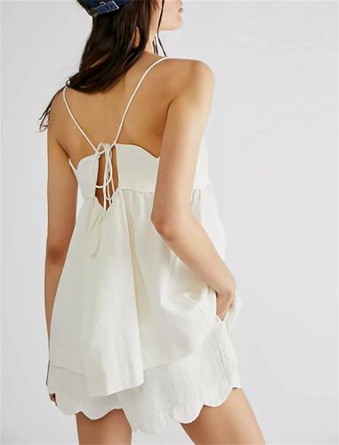 31wFNbeiRXL.jpg Women 2 Piece Casual Lounge Set Sleeveless Strappy Tie Back Cami Top Wide Leg Shorts 2Pcs Summer Pj Set Beachwear