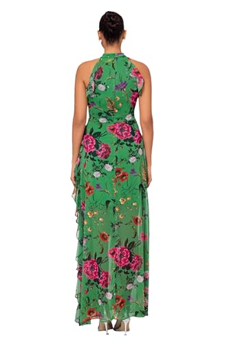 31x5Rc-yzL.jpg Women's Sleeveless Halter Neck Long Chiffon Floral Ruffle Dress