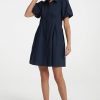 Women's Short Puff Sleeve Shirt Dress Button Down Pleated Mini Dress Summer Casual Short Dresses