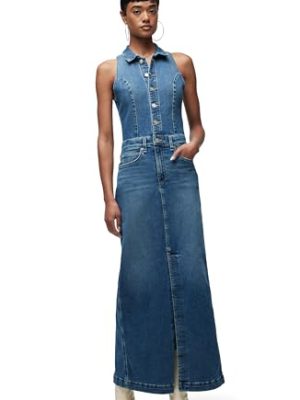 31zzQvo7RiL.jpg Women's Sleeveless Collared Halter Neck Utility Dress with Pockets