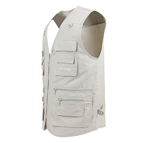 Men's Poplin Outdoors Travel Sports Multi-Pockets Work Fishing Vest