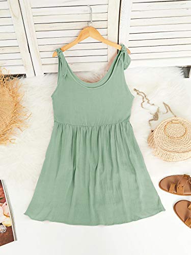 Womens Summer Shoulder Tie Strap Babydoll Dress Casual Scoop Neck A-Line Skater Swing Mini Sundress