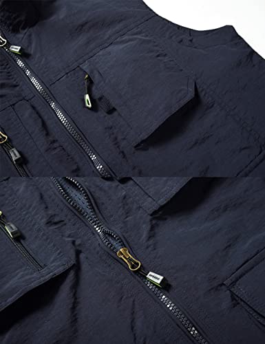 Men??s Fishing Vest Outdoor Work Quick-Dry Hunting Zip Reversible Travel Vest Jacket with Multi Pockets