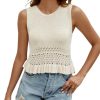 Womens Summer Crop Tank Tops Cute Knit Sweater Vest Crochet Sleeveless Pullover Top