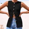 41016NBM59L.jpg Women's Sweater Vest Button Down Summer Tank Tops 2025 Sleeveless Knit Vests Fashion Business Casual Outfits