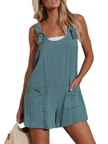 410Gs2ytj-L.jpg Women's Summer Sleeveless Overall Adjustable Loose Jumpsuit Beach Romper Travel Vacation Outfits with Pockets