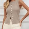 Womens Button Down Ribbed Tank Tops Cropped Cute Y2k Vest Tops 2025 Summer Going Out Outfits