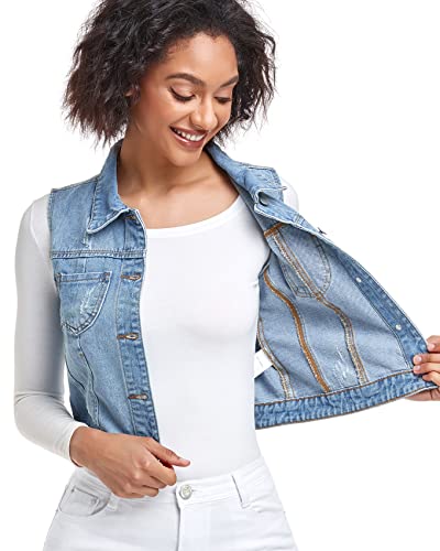 Women's Denim Vest, Sleeveless Jean Jacket (XS-XXL)