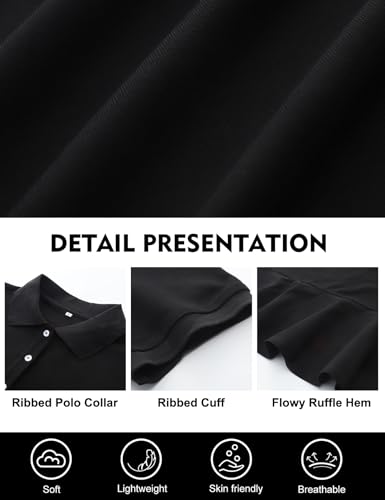 Women's Polo Dress Short Sleeve V Neck Ruffle Hem Casual Summer Golf Tennis Mini Shirt Dresses