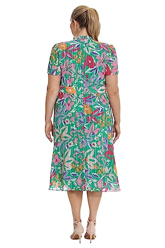 411o8jXtLiL.jpg Women's Floral Printed Neck Tie Short Sleeve Midi Dress