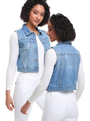 Women's Denim Vest, Sleeveless Jean Jacket (XS-XXL)