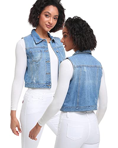 Women's Denim Vest, Sleeveless Jean Jacket (XS-XXL)