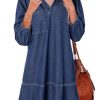 412IVMApHEL.jpg Denim Dress for Women Fashion Fall Casual Babydoll 2025 V Neck 3/4 Puff Sleeve Jean Dresses