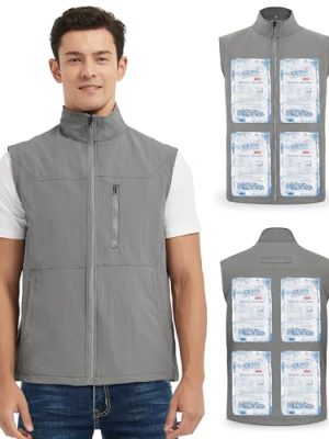 Cooling Vest for Men Hot Weather Ice Vest with 24pcs Ice Packs Lightweight & Breathable Outdoor Work Everyday Active