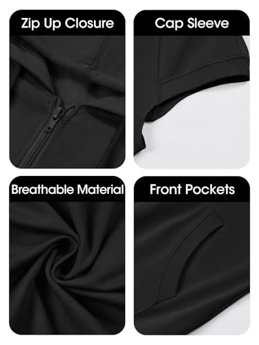 412u9P6tZL.jpg Women's Sleeveless Zip Up Hoodies Casual Loose Fit Drawstring Sweatshirts Lightweight Jackets Vest with Pockets