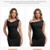 Formal Dresses for Women - Shapewear Cowl Neck Maxi Ruched Bodycon Gowns with Slit - Prom Dress Wedding Guest