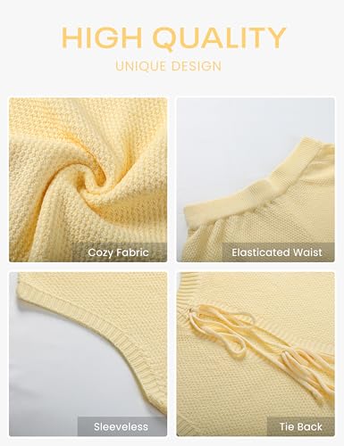 Women's 2 Piece Lounge Set Bow Sweater Vest Wide Leg Pants Summer Matching Sets Travel Outfits Knit Tracksuit Sweatsuit