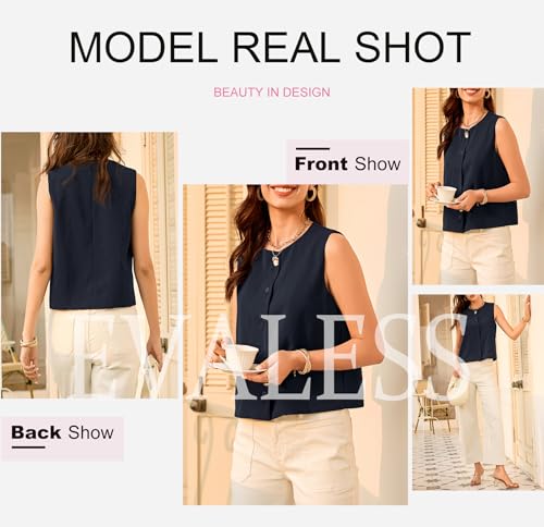 414gk9xEQCL.jpg Vest for Women 2025 Button Down Sleeveless Blazer Suit Vest Cropped Waistcoat Spring Summer Casual Outfits