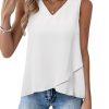 Womens Tank Tops V Neck Dressy Casual Summer Flowy Sleeveless Camisole Chiffon Blouses Basic Shirts