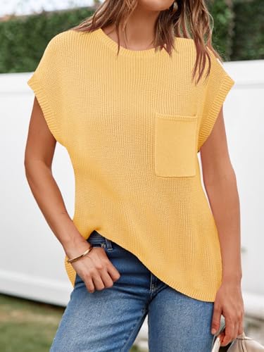 415Rlqs2RxL.jpg Summer Short Sleeve Sweater for Women 2025 Crew Neck Ribbed Knit Vests Trendy Pullover Tops