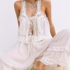 4166EAQaWKL.jpg Women Summer Boho Lace Tie Front Tank Beach Vacation Top Button Down Sleeveless Cardigan Crop Y2k Tops Clothes 2025
