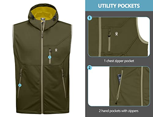 Men's Lightweight Softshell Vest Windproof Sleeveless Jacket for Travel Hiking Running Golf