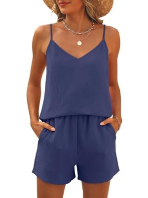 417H3XbNZL.jpg Lounge Sets for Women 2 Piece Travel V Neck Tank Short Matching Set Summer Casual Spring Trendy Comfy Outfits 2025