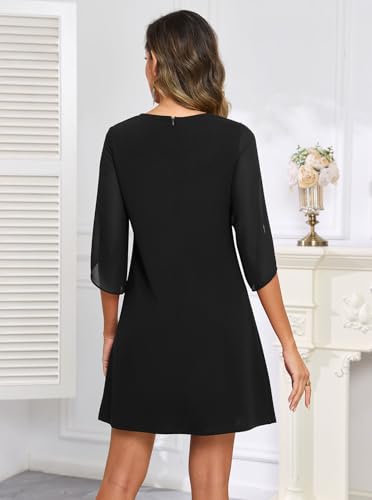417eSwdWk0L.jpg Women's 2025 Flutter Sleeve Cocktail Dress Crew Neck Chiffon Formal Wedding Guest Party Dresses