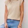 Womens Cap Sleeve Sweater Vest Summer Casual Sleeveless Knit Tank Tops Loose Fit Crew Neck Shirts Pullover