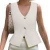 Womens Sweater Vest V Neck Button Down Crop Knit Tank Top Fashion 2025 Sleeveless Basic Cardigans
