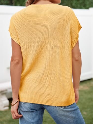 418VtP30-UL.jpg Summer Short Sleeve Sweater for Women 2025 Crew Neck Ribbed Knit Vests Trendy Pullover Tops